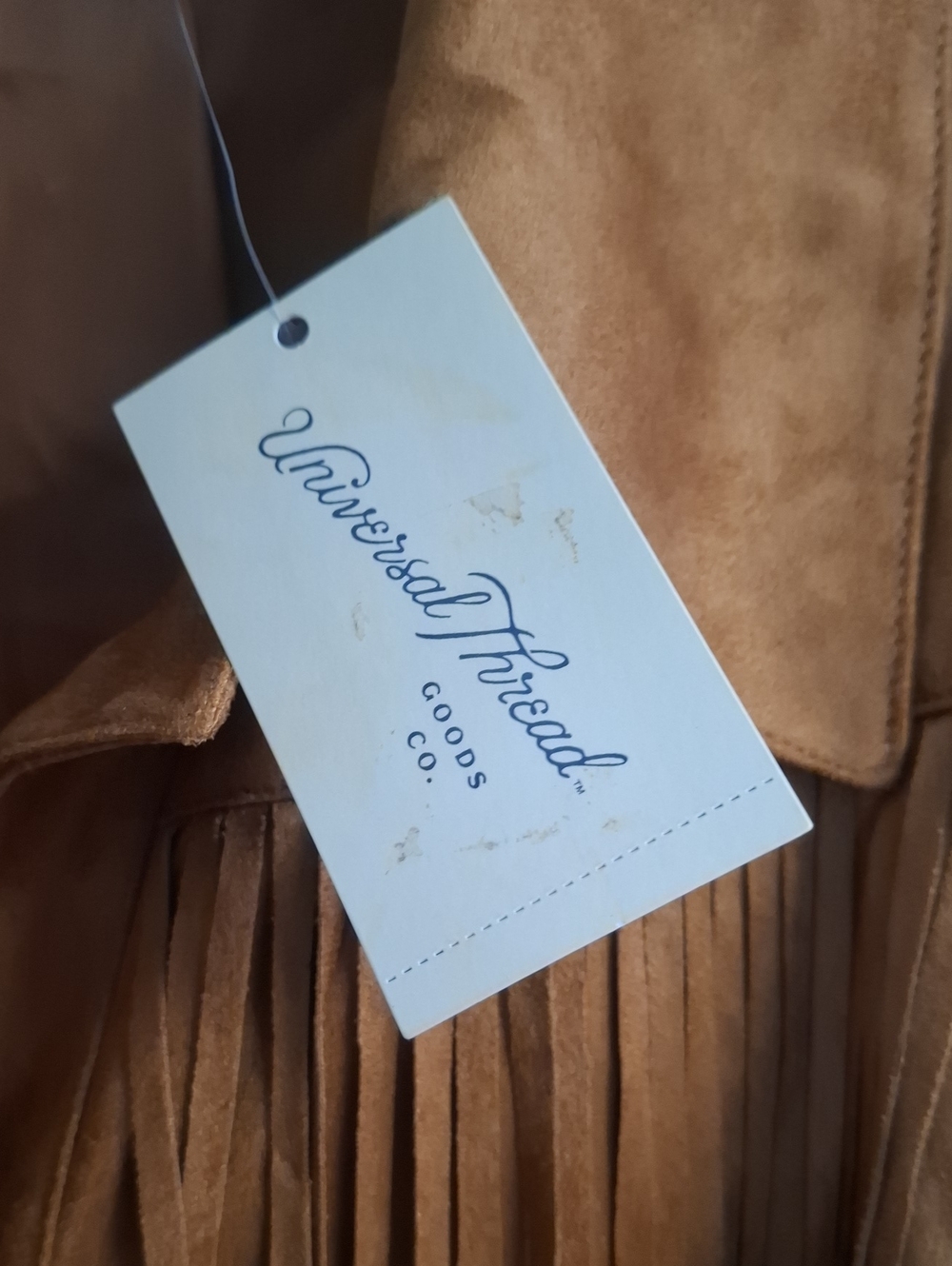 Universal Thread Tan Fringed Suede Button Jacket - Picture 2 of 3